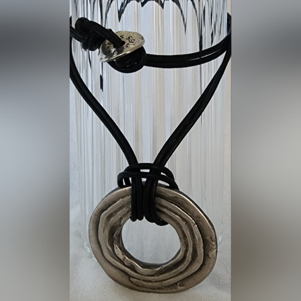 Contemporary Silver and Black Necklace with Sculptural Pendant